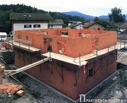 Строительство дома из керамических блоков. Возведение стен, кладка керамических блоков. Кольцевой